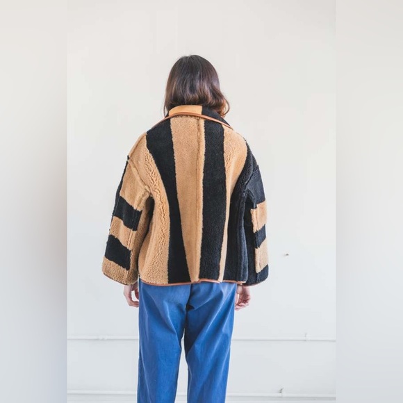 Cawley Studio Avis Sheepskin Stripe Jacket Coat S Handmade in England - Picture 16 of 16